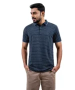 Haque Fashion Dark Blue Color Stripe Half Sleeve Polo Shirt