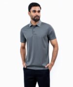 Haque Fashion Dark Ash Color Half Sleeve Polo Shirt
