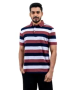 Haque Fashion Dark Blue Color Stripe Half Sleeve Polo Shirt - Image 2