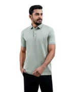 Haque Fashion Lite Olive Color Solid Half Sleeve Polo Shirt