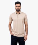 Haque Fashion Cream Color Solid Half Sleeve Polo Shirt